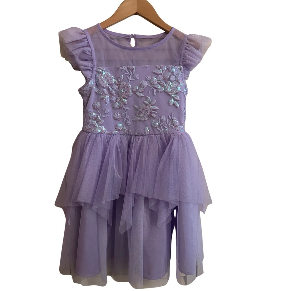 Zenzi Lavender Floral Embroidered Dress